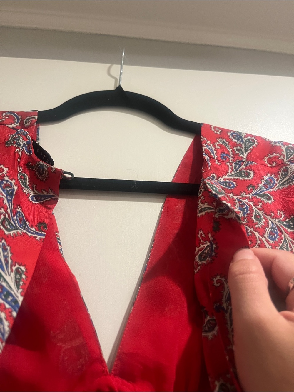Sandro Silk Blend Talina Red Paisley V-Neck Maxi Dress - Picture 3 of 4